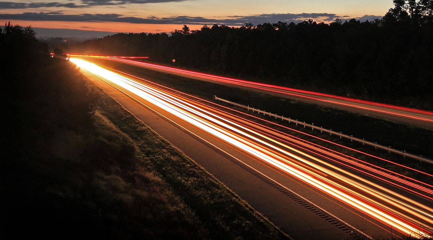 Virginia highway traffic at night